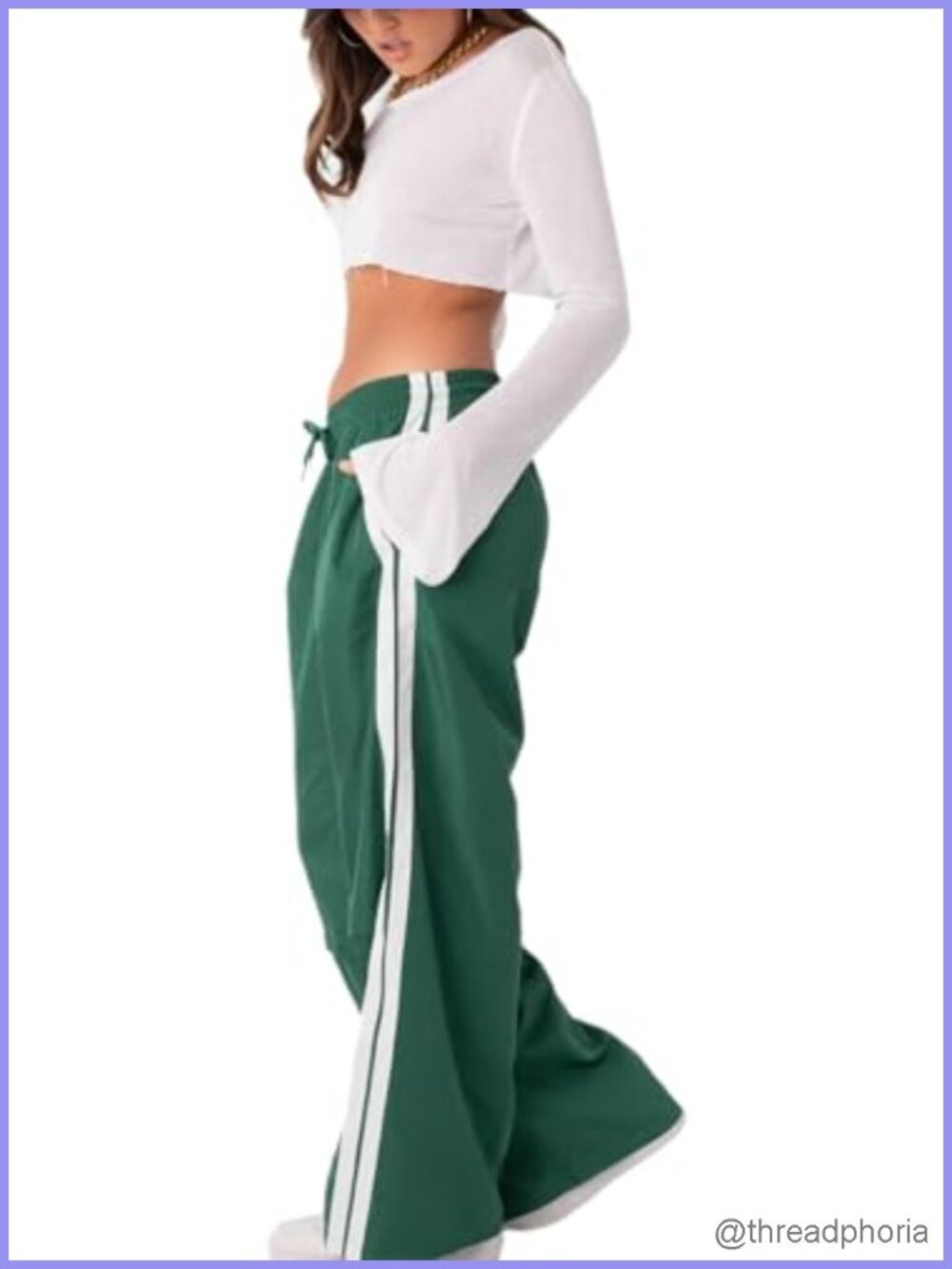 Y2K Baggy Track Pants Women Striped Wide Leg Joggers Elastic Waist Parachute